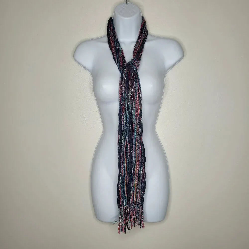 Vintage y2k green blue red knit quirky thin tie scarf lot